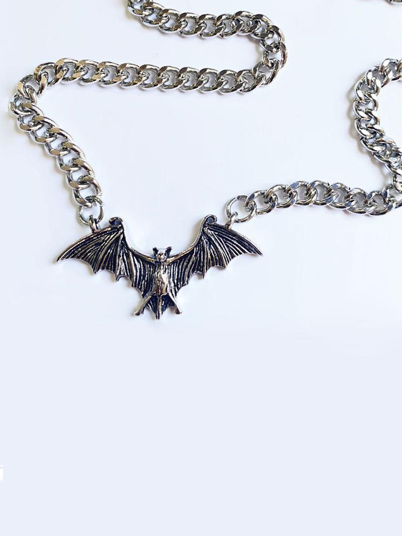 Vintage Bat Design Pendant Necklace, Gothic Style Creative Bat Pendant Necklace, Fashion Accessories for Men & Women, Perfect for Birthday Gift