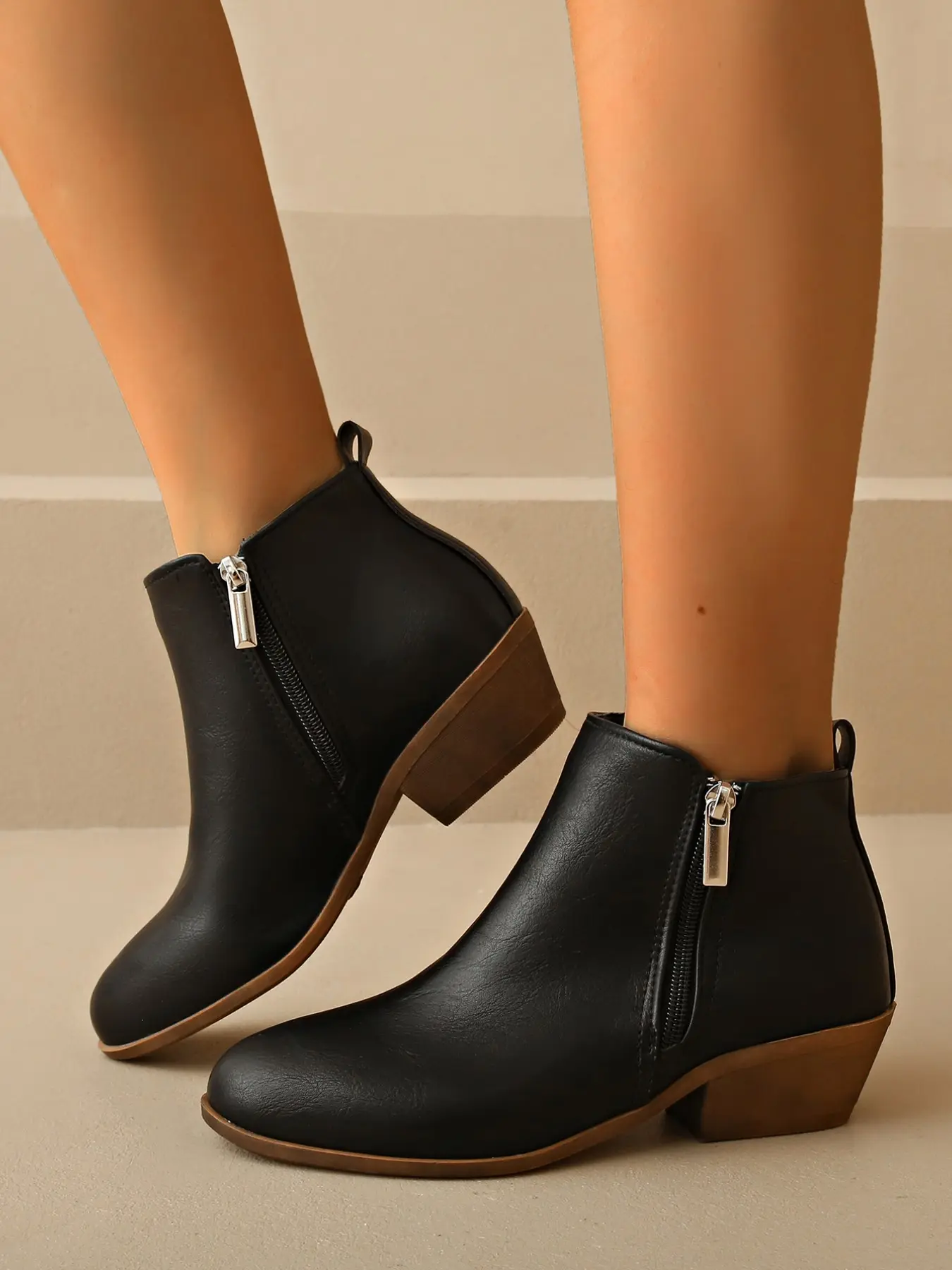 Fashionable Solid Color Side Zipper Ankle Boots, Casual Comfortable Pointed Toe Women Boots for Daily Wear, Female All-match Trend Shoes Footwear for Fall & Winter