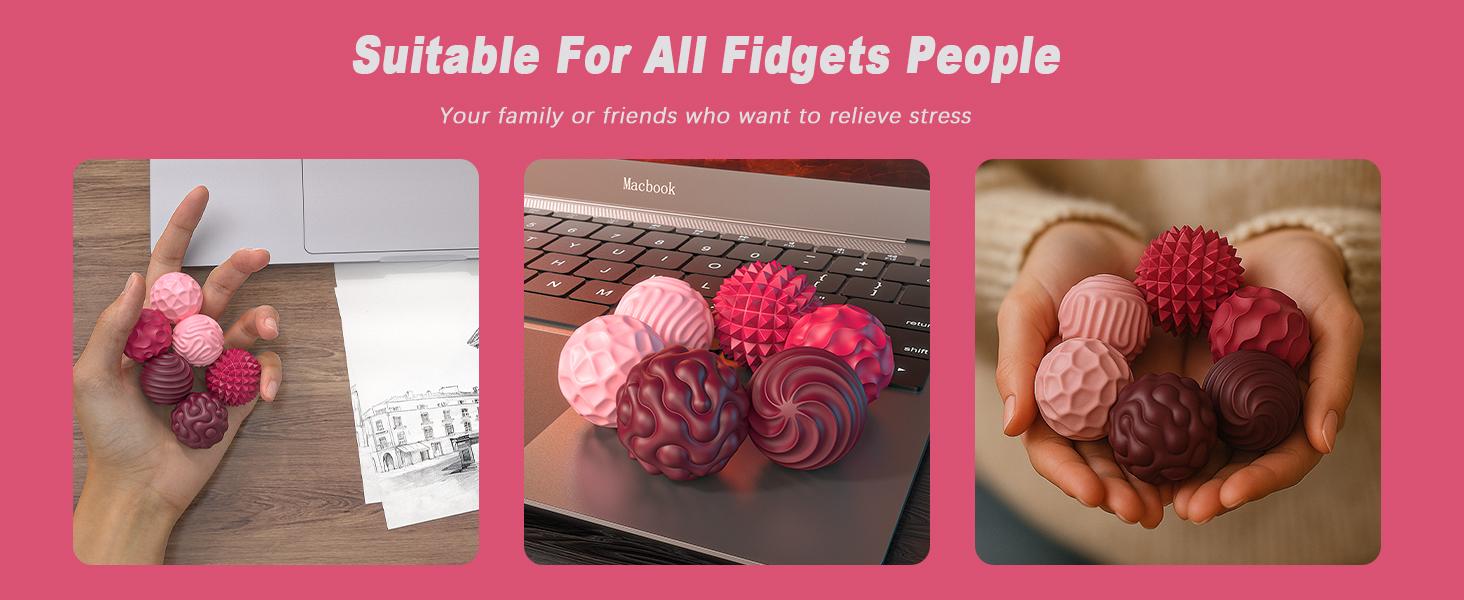 Silicone Ball Set, 6 Counts/set Fidgeting Relax Toys with Elastic TextureSensory Magnetic Fidget Balls, ADHD Anxiety Calm Down Tool, Fun Textures Roller Travel Toys Gift,ADHDFidgetToys, Valentine's Day and New Year's gift