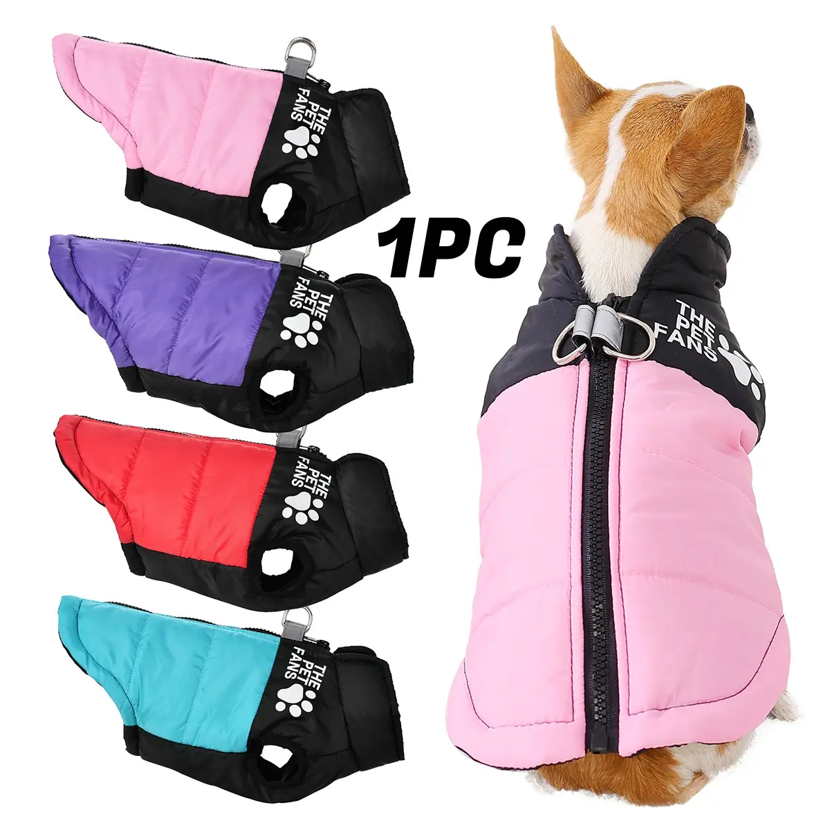 Autumn Winter Simple Style Thick Pet Jacket Vest, Fashion Letter Dog Paw Print Puppy Coat, Stretch Comfortable, Small Medium Dogs Outdoor Wear