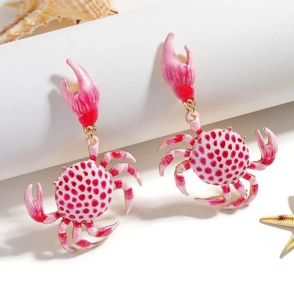 1 Pair High Quality Fashion Crab Earrings Simple Creative Animal Earrings Playful Ear Jewelry Beach Vacation Accessory