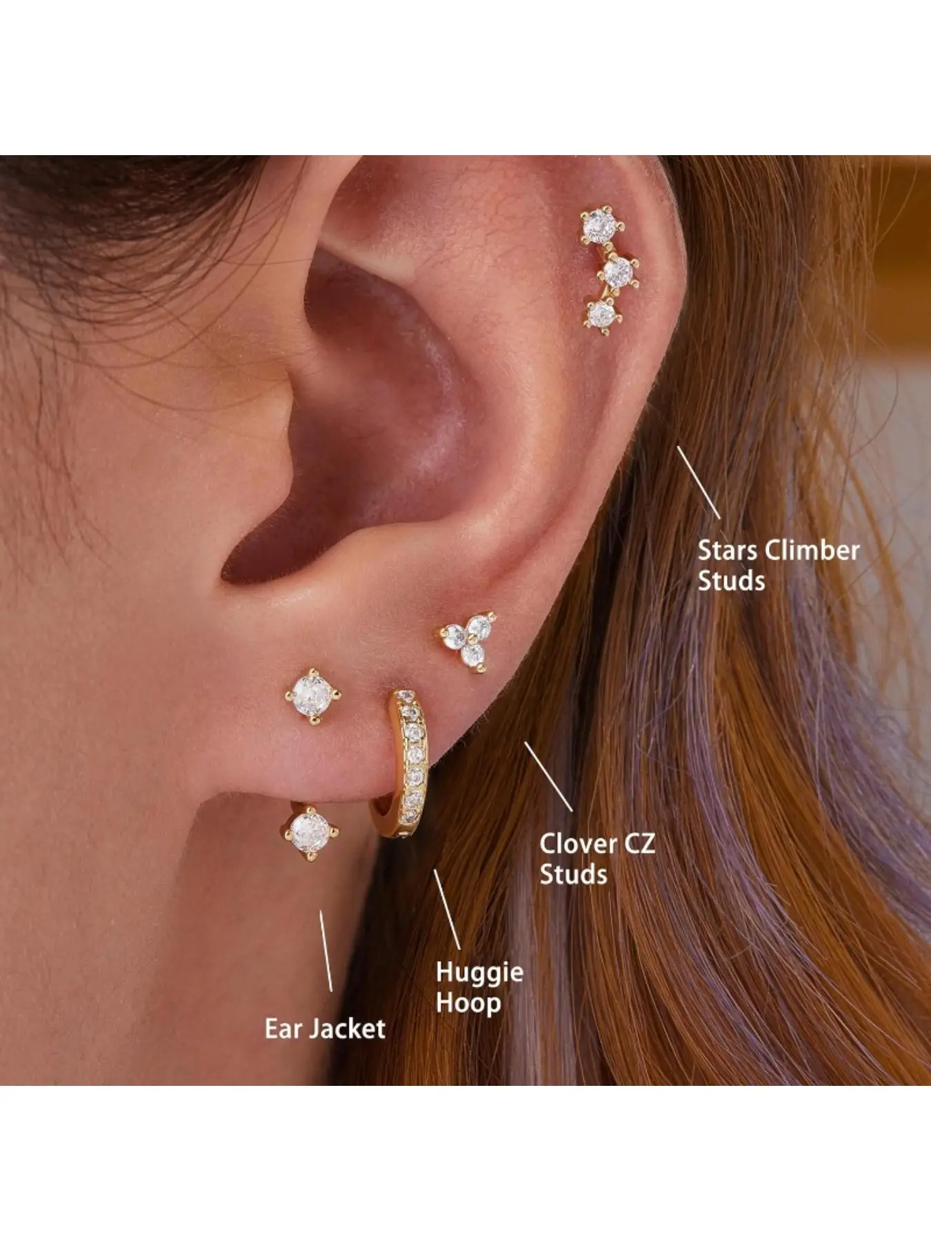 4pcs/8pcs Stud Hoop Earrings Set for Women, Trendy Dangle Stud Earring Jackets Huggie Stacks for Multiple Piercing, Hypoallergenic Cartilage Jewelry Gifts