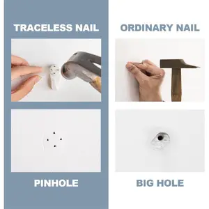 Frame hanging bracket set, sturdy hooks, suitable for plastered walls / concrete / hard surfaces, no need to drill holes, invisible nails,