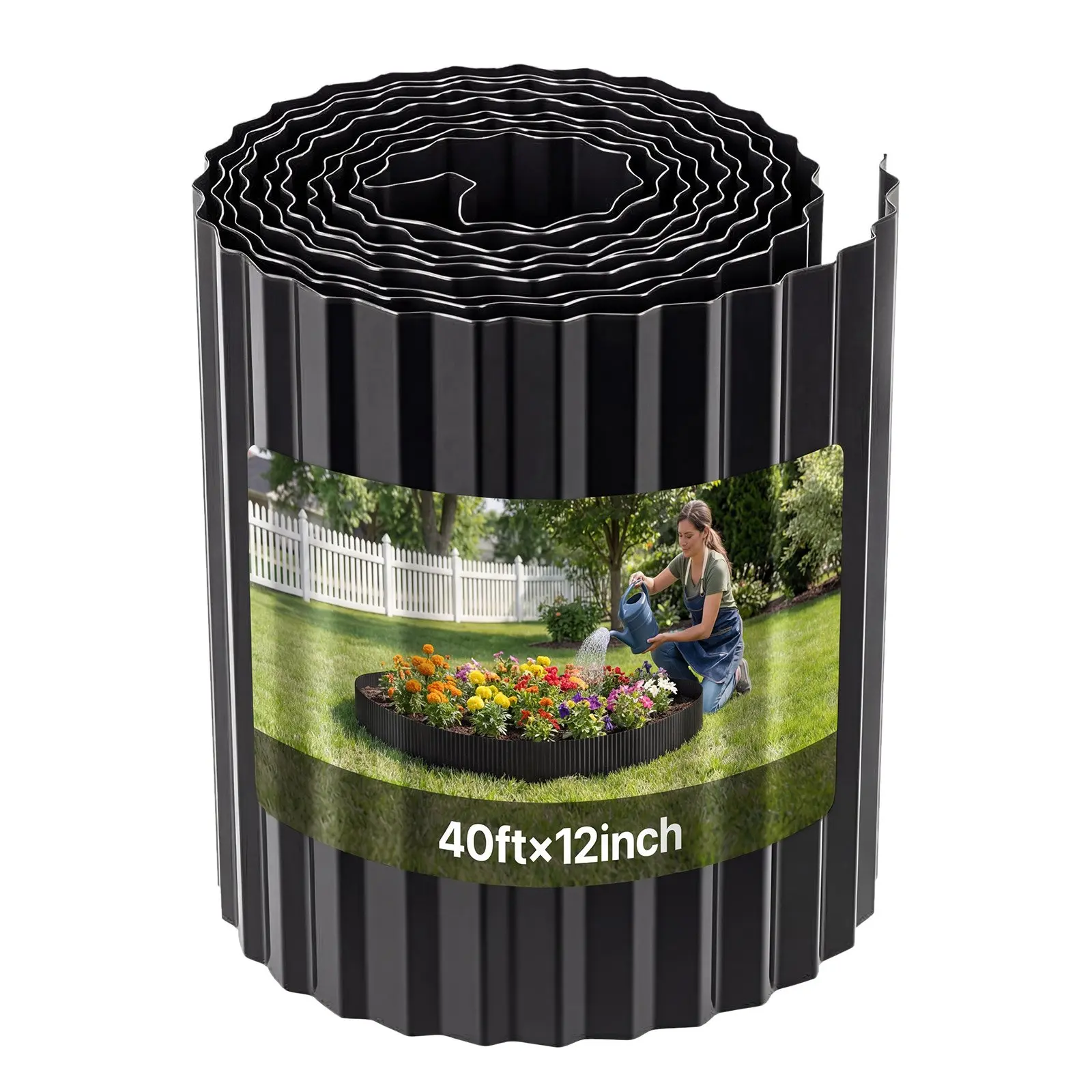 VEVOR Galvanized Steel Landscape Edging, 40 ft x 12 in Metal Edging for Landscaping with Gloves, Easy-to-Install Bendable Metal Strips, Heavy Duty Metal Garden Edge Border for Flower Bed, Yard Pathwa