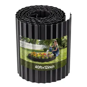 VEVOR Galvanized Steel Landscape Edging, 40 ft x 12 in Metal Edging for Landscaping with Gloves, Easy-to-Install Bendable Metal Strips, Heavy Duty Metal Garden Edge Border for Flower Bed, Yard Pathwa
