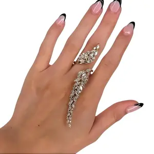 Glitter Rhinestone Open Adjustable Ring, Iced Out Women Jewelry Daily Outdoor Wear