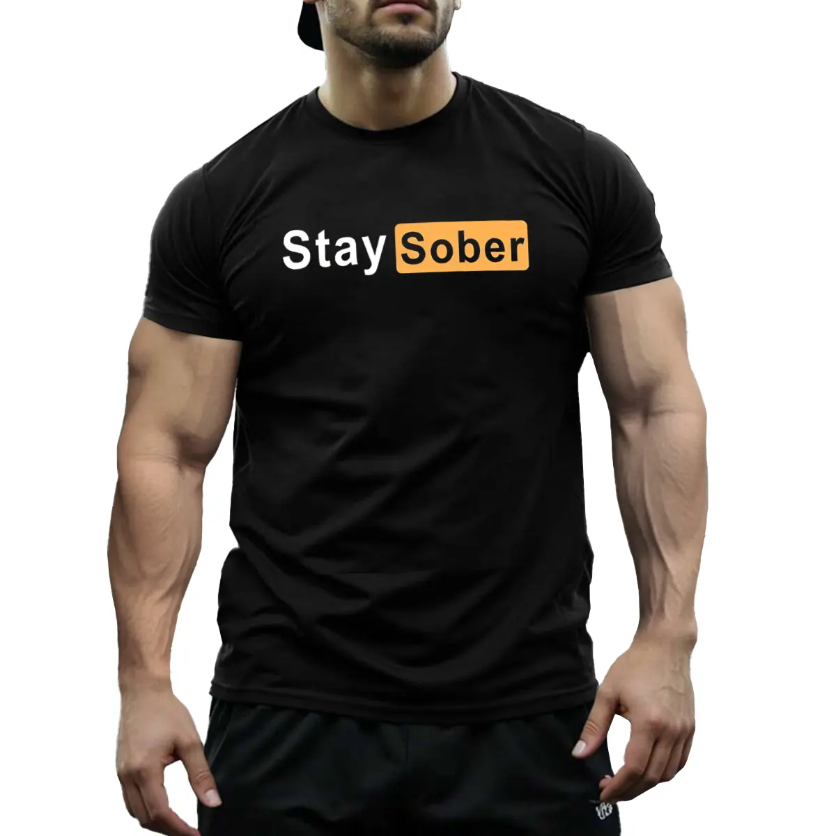 Stay Sober" Black T-Shirt - Daydrian Harding Merchandise, Casual Crew Neck, Short Sleeve, Cotton, Bold Printed Design, Ideal for Casual Attire, T-Shirt Stylish - T Shirt