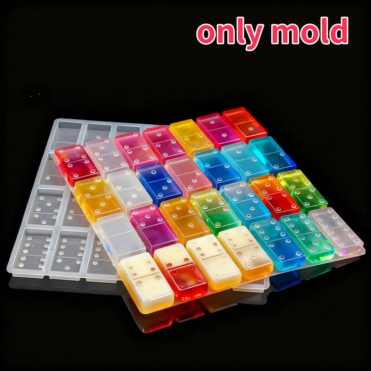Rectangular Dominoes Crystal Glue Mold, Nine Dominoes Mirror-Finished Silicone Mold, DIY Candle Resin Making Tool, 28-Grid Domino Mold