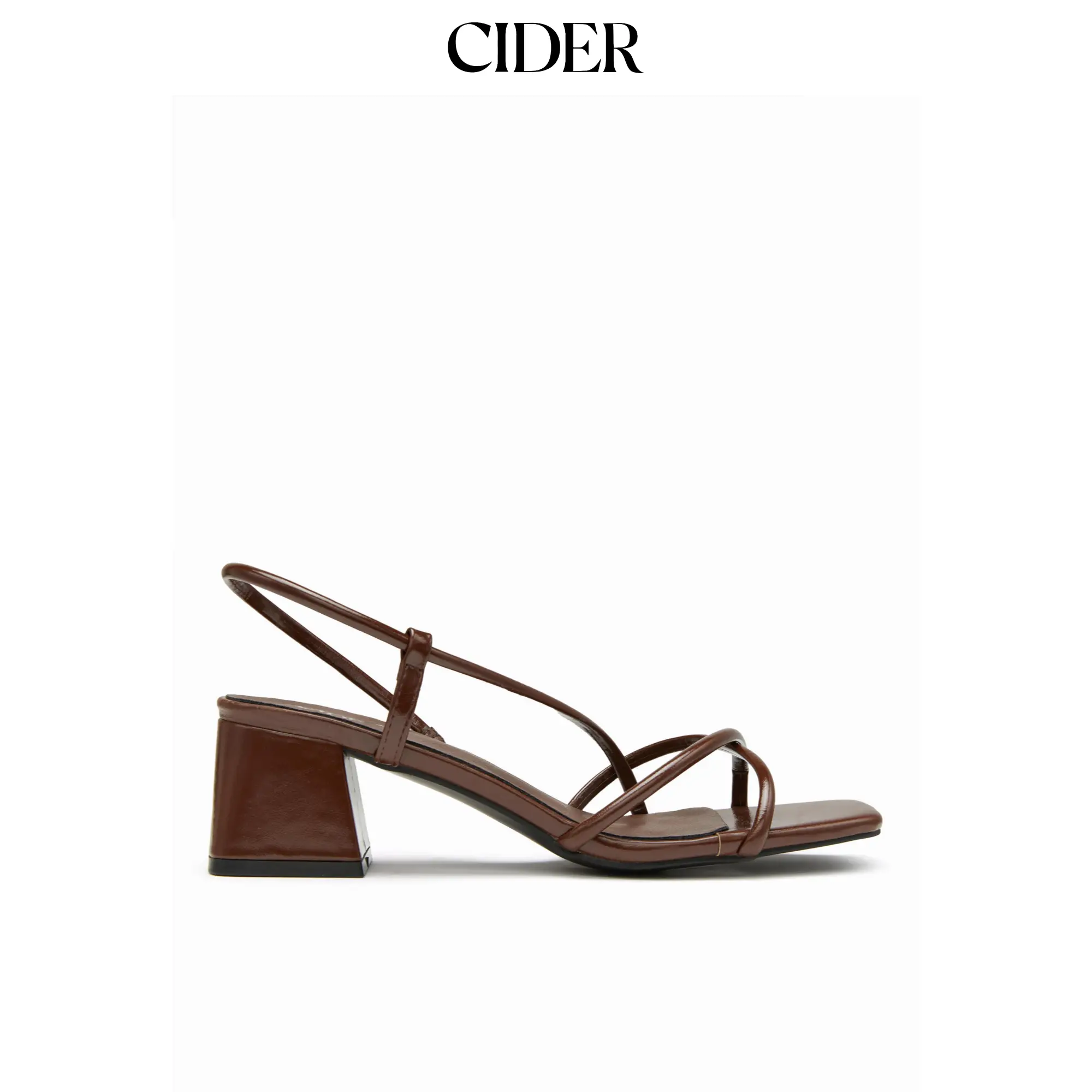 Cider STRAP SQUARE TOE CHUNKY HEEL SANDALS SohoChic