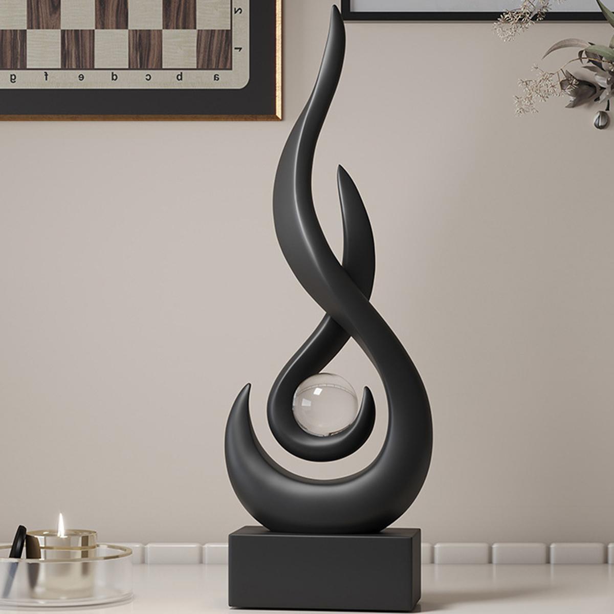 Abstract Flame Design Resin Ornament, Resin Sculptures, Modern Art Home Decor, Unique Desktop Decoration, Suitable for Living Room and Office