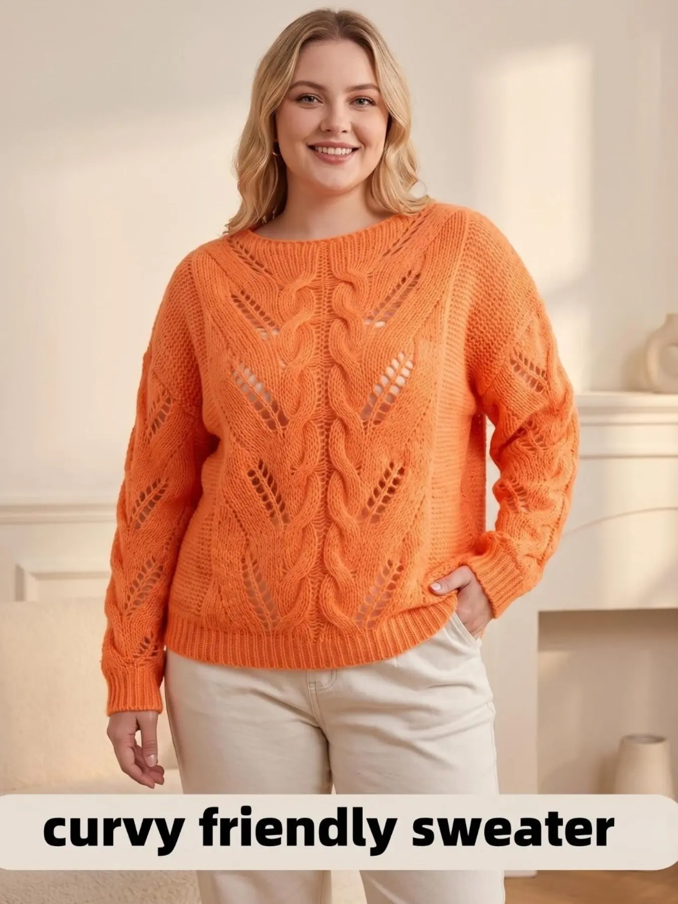 Women's Hollow Out Long Sleeve Pullover Sweater, Loose-Fitting Casual Top for Spring & Fall, Daily Wear Commuter Clothing