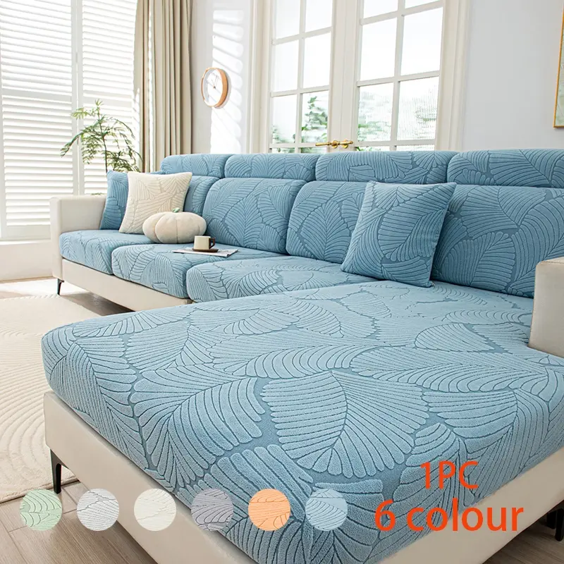 Elastic Sofa Cover with Leaf Jacquard, Removable & Washable Sectional Couch Protector, Pet Friendly Slipcover, Stretchable Sofa Cover, Couch Covers for Sectional Sofa