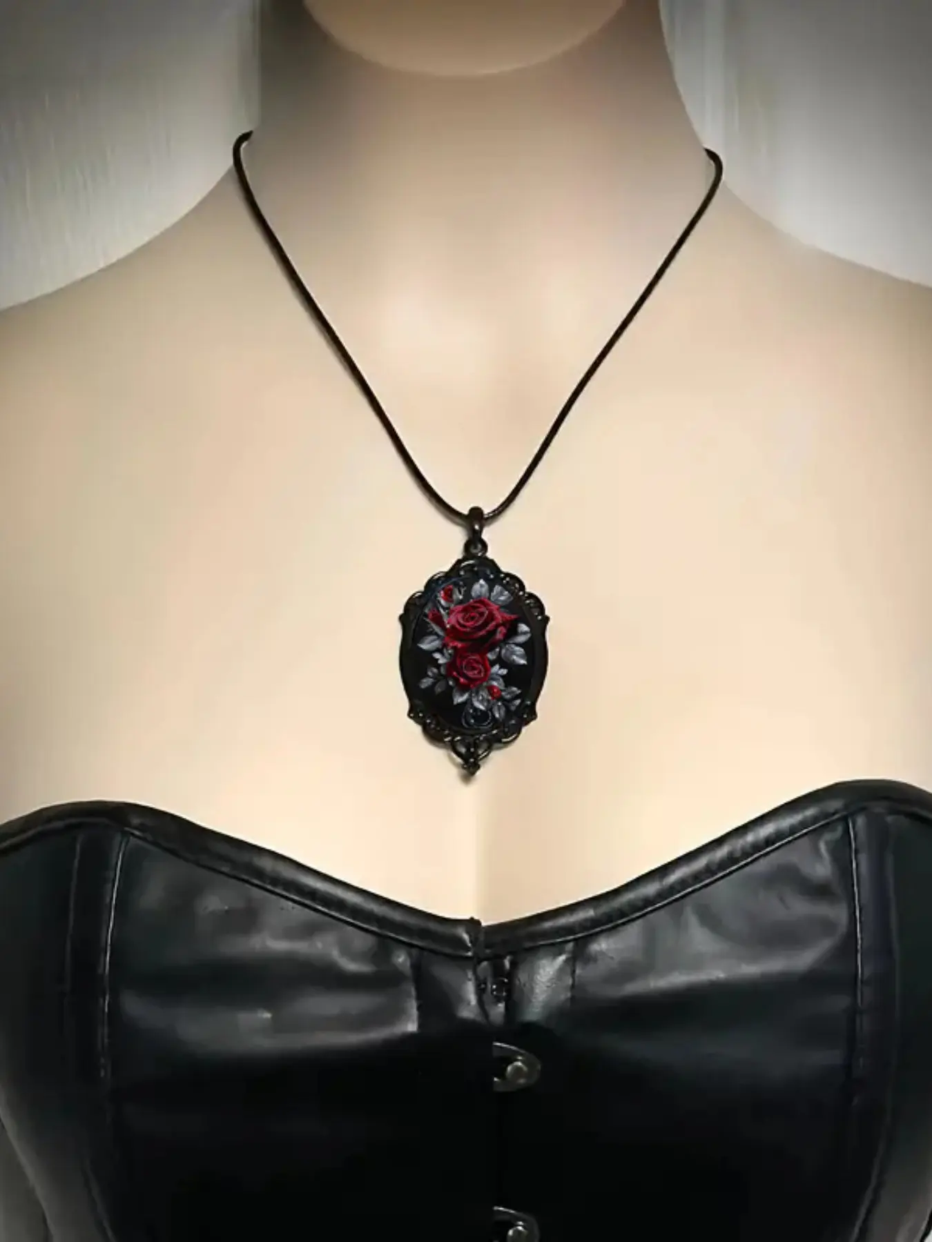 Halloween Inspiration! Vintage Gothic Rose Necklace, and Contrast, Dark Theme Rose Necklace, Perfect for Halloween Party