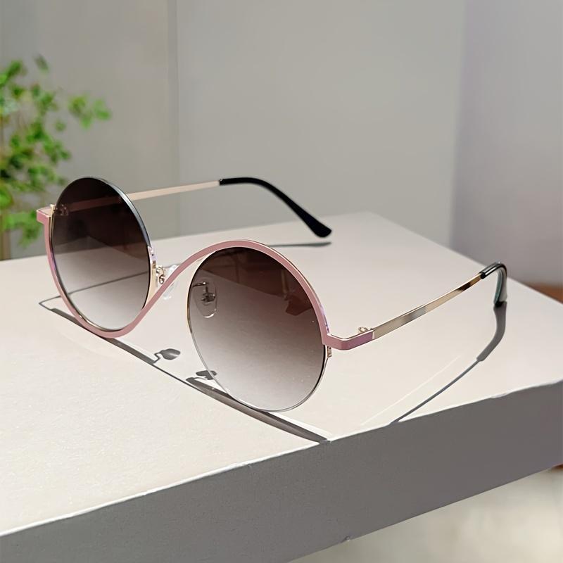 Full Frame Round Oversize Advanced Sense Glasses- 1pc Fashionable Pink Multicolor Minimalist Shades Traveling and Street Snap Wear