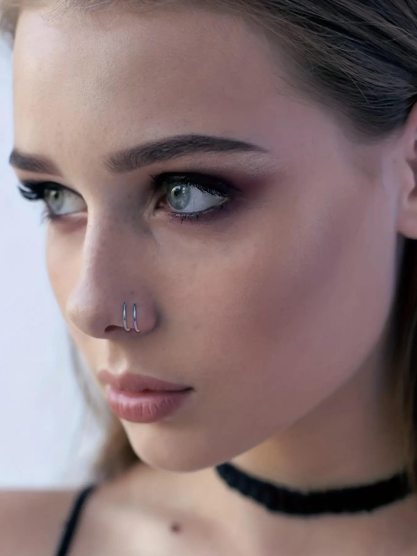 18pcs Rhinestone Decor Spiral Nose Ring & L-shaped Nose Stud Set, Nose Rings Set, Casual Stainless Steel Jewelry for Vacation Party Daily Gift, Classic Fashion Accessories for Daily Wear