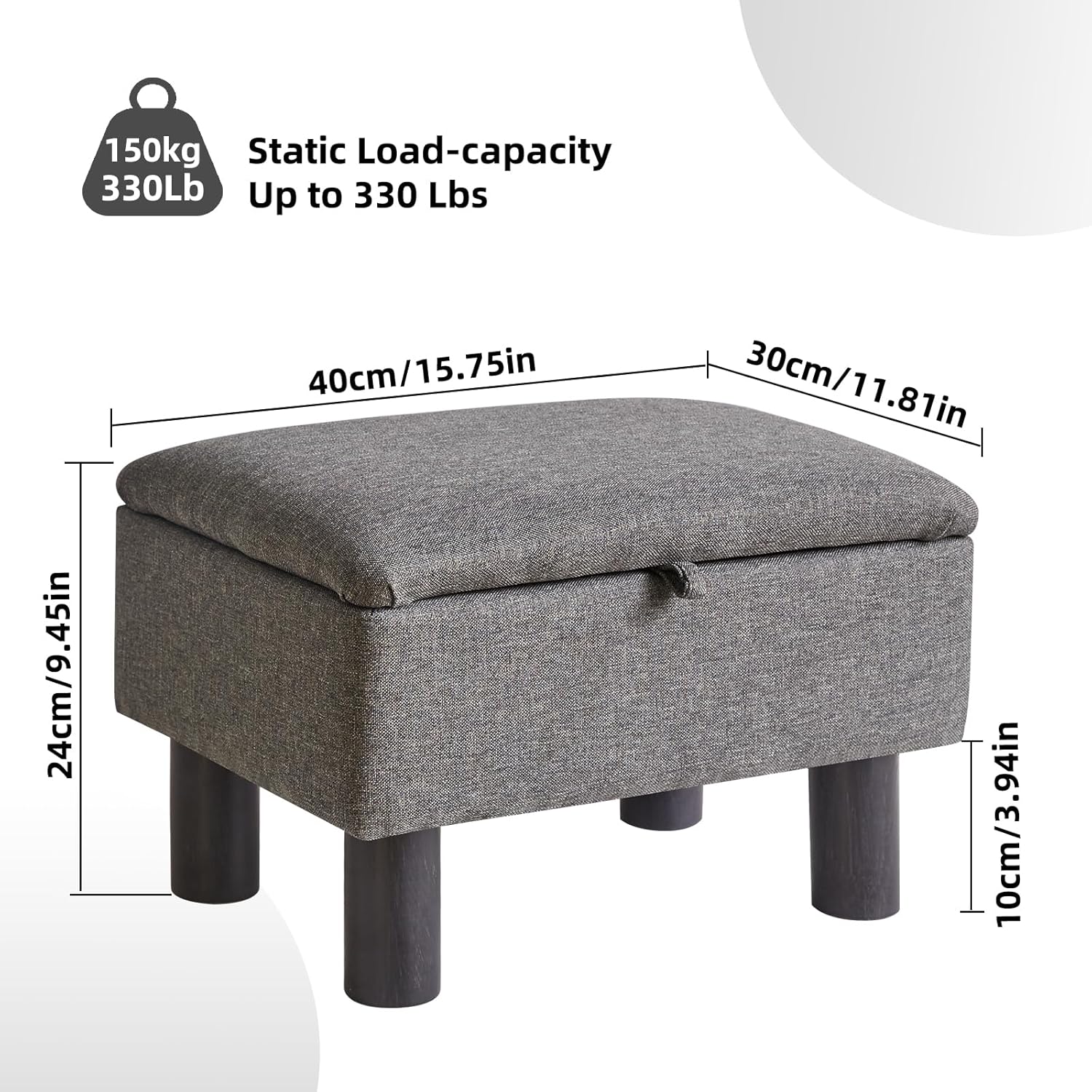 Linen Small Ottoman Foot Rest, Foot Stools with Storage Small, Upholstered Rectangle Ottoman with Safety Hinge Flip Top, Bed Stool for Bedroom Dorm Light Gray YD-JD1364 Linen Small Ottoman Foot Rest, Foot Stools with Storage Small, Upholstered Rectangle Ottoman with Safety Hinge Flip Top, Bed Stool for Bedroom Dorm Light Gray YD-JD1364