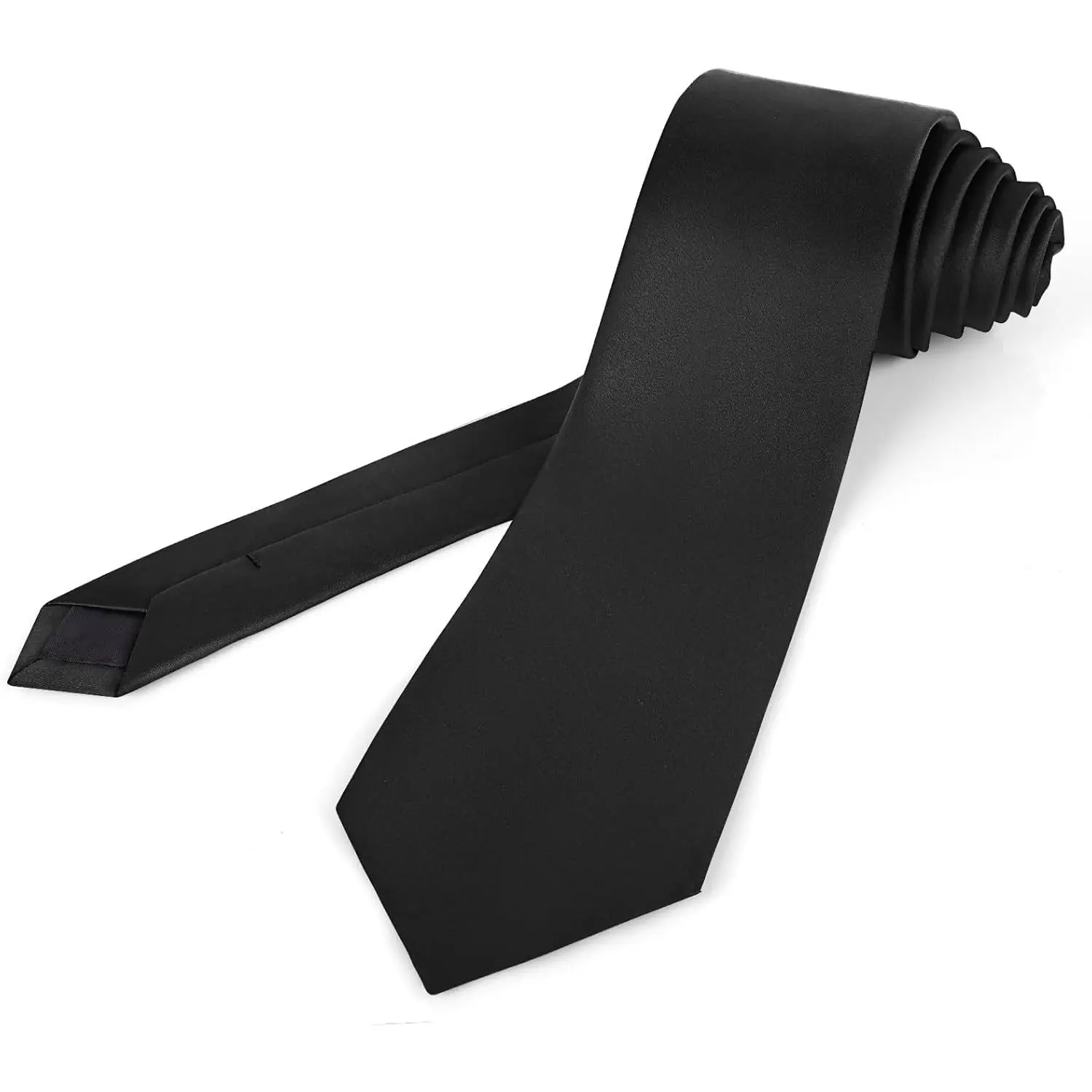 63'' XL Men's Ties Extra Long Solid Pure Color 3.35" (8.5CM) Necktie Big and Tall Black Ties For Men + Gift Box