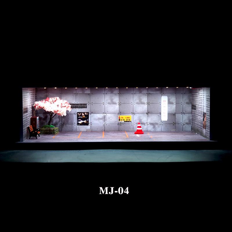 Diorama 1:64 Scale Car Garage Model With LED Lighting Fits For 1/64 Hot Wheels Diecast Model Car City Street Car Parking Lot Backdrop Display Model  Collection Toy Gift with Acrylic Dust Door