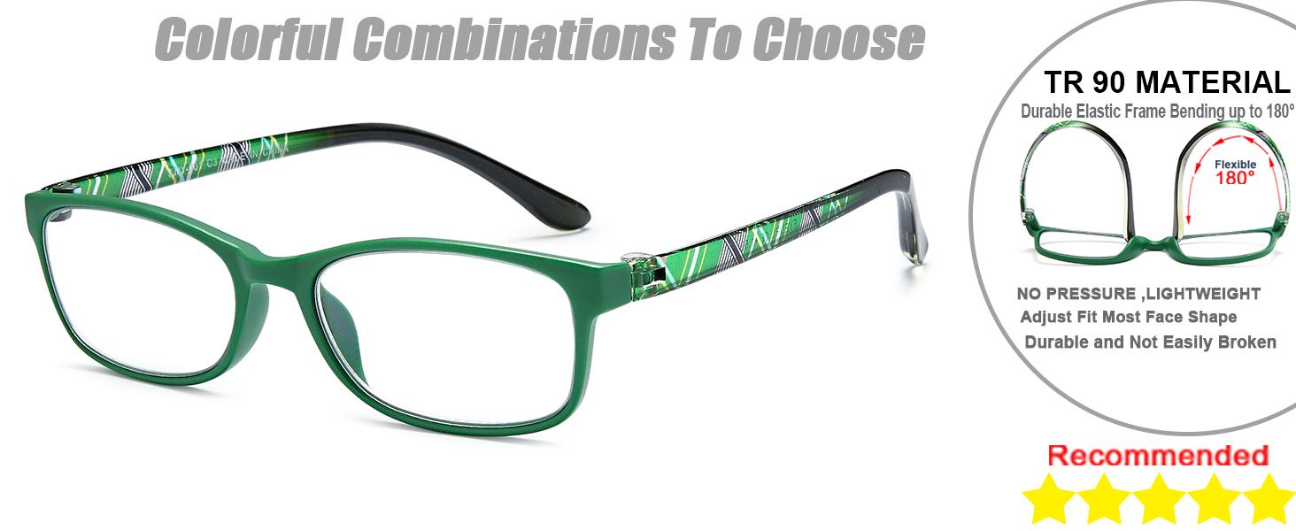 Blue Light Blocking Readers for Women - 2 Pair Ladies Computer Reading Glasses +1.25 Stylish Rectangular Frames Blue Ray Eyeglasses