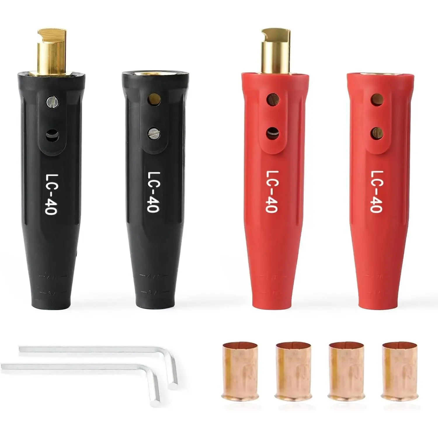 Welding Cable Connector Set Male and Female for 1/0 Thru 2/0 Cable Capacity 350 Amp 50-70 SQ-MM Black & Red 2-Set