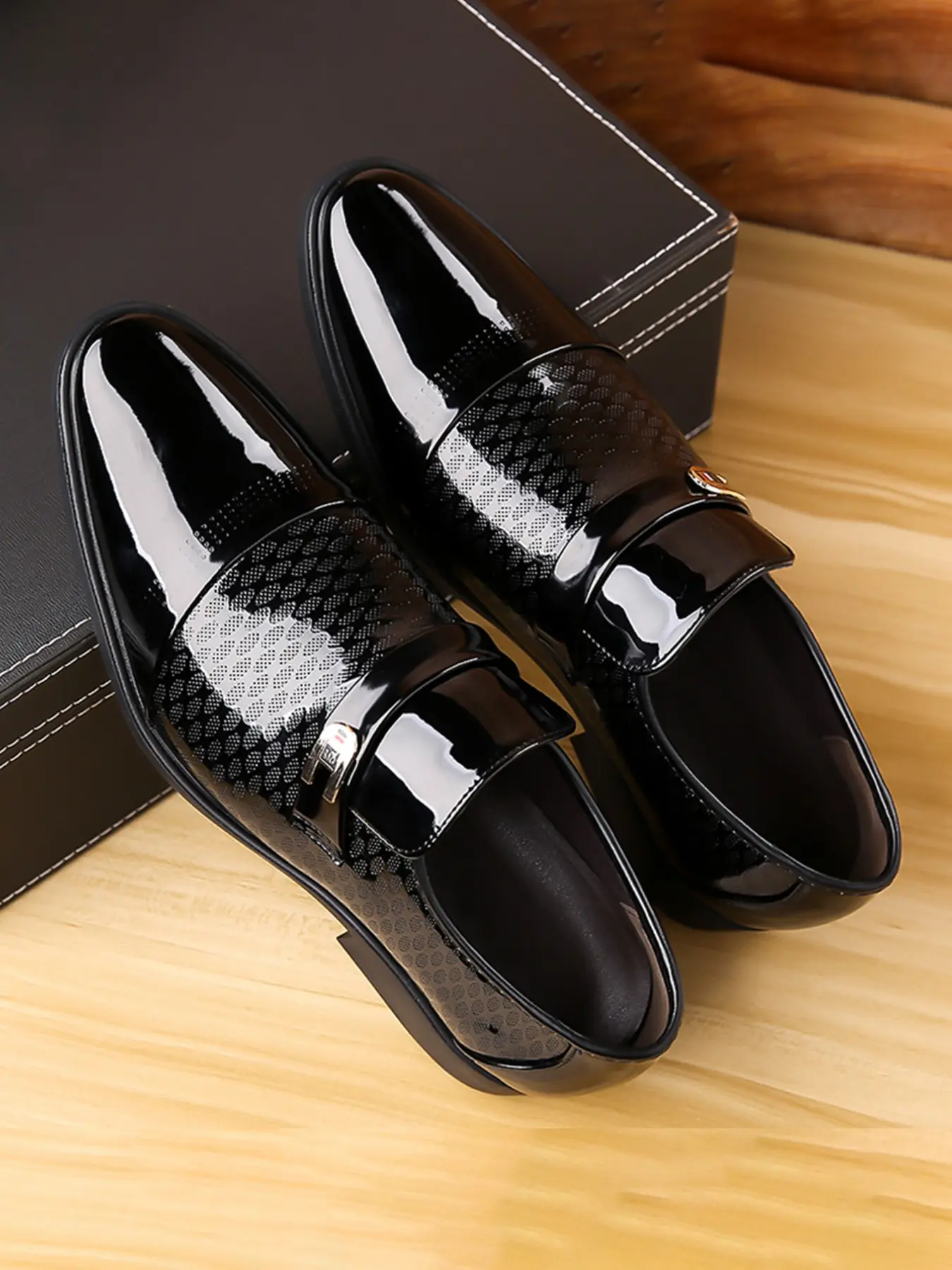 Men's Business PU Leather Shoes, Casual Pointed Toe Flatform, Anti-Slip Formal Shoes, All Seasons, Ld20240928 Batch Number
