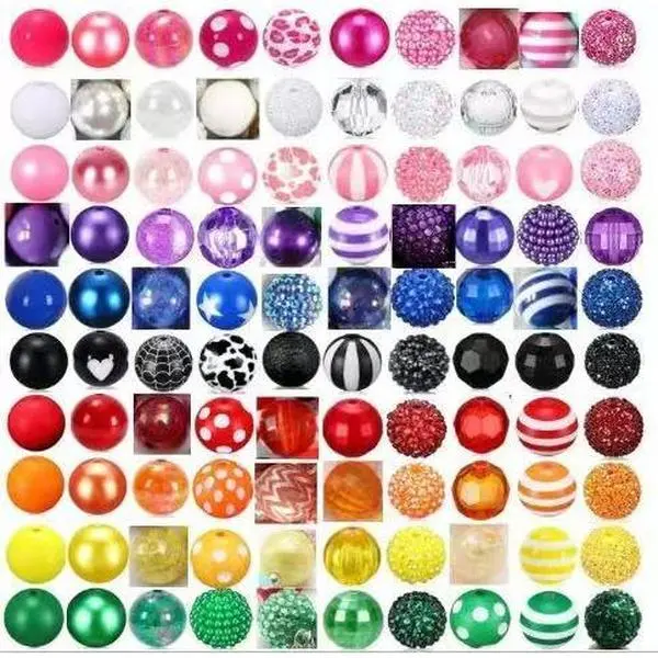 [Live2] P25-7 Rainbow Unisex Round Shape Beads Set, 20mm DIY Accessories for Jewelry Making, Pen Decor & Keychains, Beads For Jewelry Making