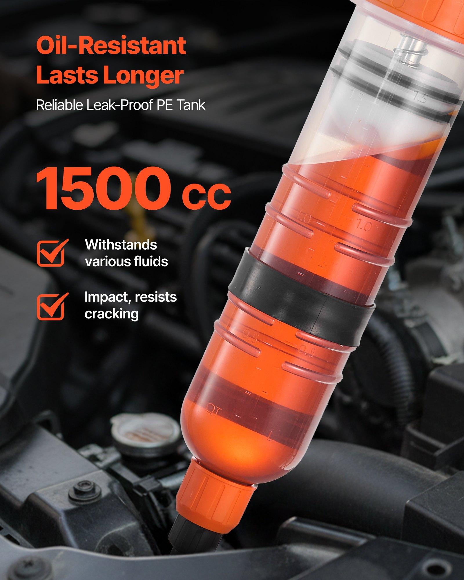 VEVOR 1500CC Fluid Extractor, Manual Automotive Fluid Pump Extractor, Oil Syringe with Long Hose and Extension Tubes Easy Oil Change, Suction Pump for Lawn Mowers Cars Ships Golf Carts Motorcycles