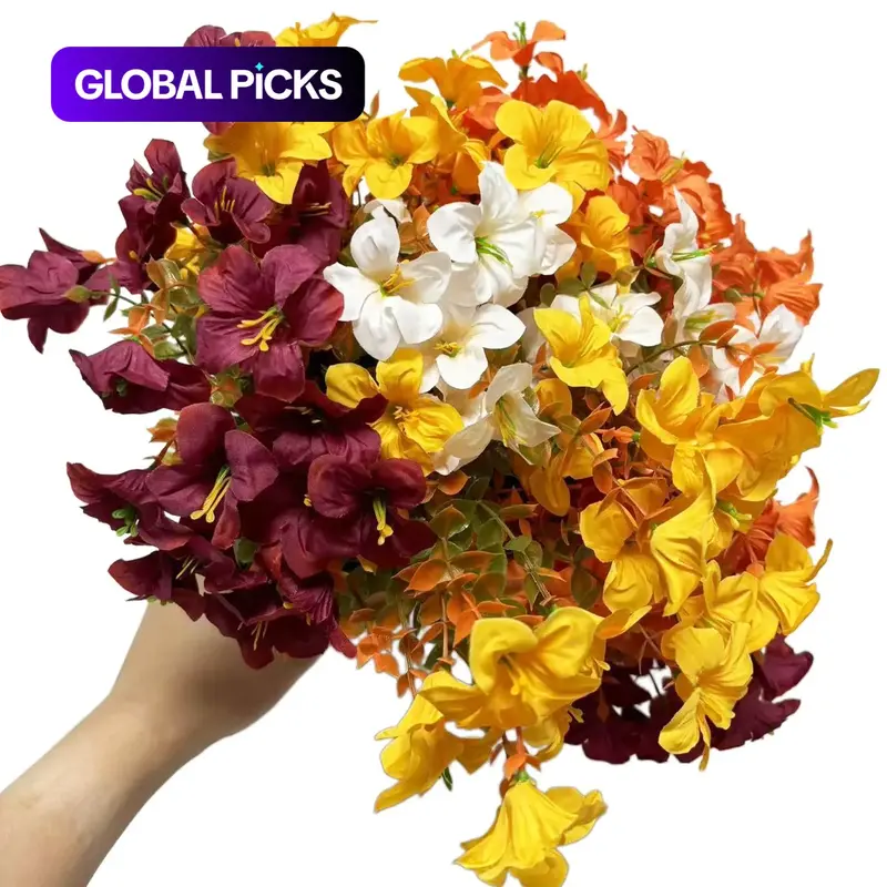 Artificial Fake Flowers Plants for Outdoor Outside Spring Summer Decoration, Decorative Faux Flower Colorful Morning Glory UV Sun Resistant Realistic Faux Flower for Planter, Fruit #GLOBAL PICKS