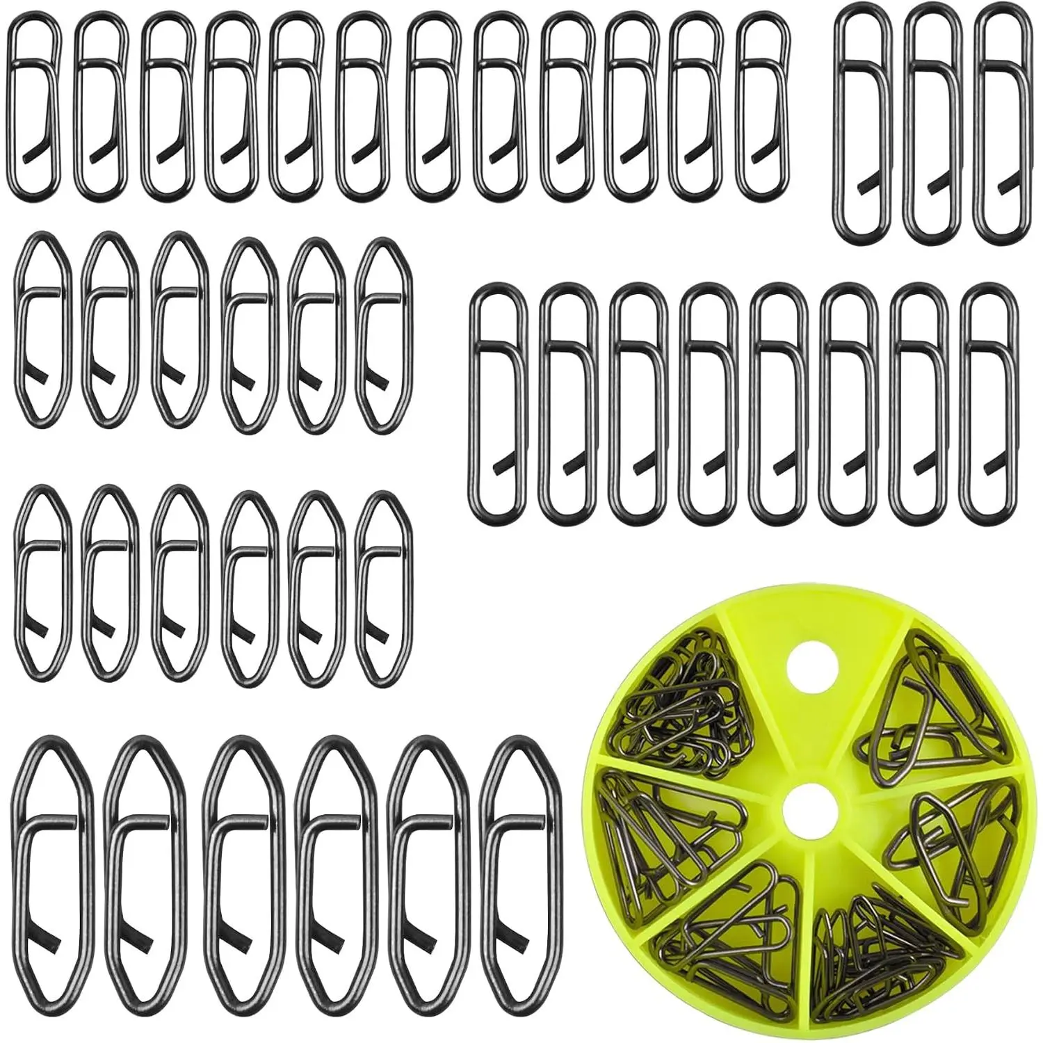 40 count Saltwater Fishing Power Speed Clips Kit for Fishing Lure Quick Change | High Strength Stainless Steel Speed Clip Crankbait Popper Lures Quick Snap Connector Tackle Mix 4 Sizes