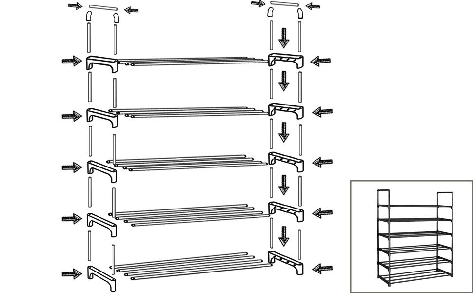 Sturdy 4-Tier Metal Shoe Rack - Stackable Organizer for Closet Entryway & Bedroom - Holds 30-36 Pairs - Multicolor Footwear Storage Shelf
