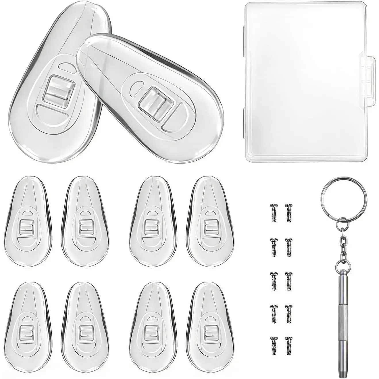 5 Pairs of Eyeglass Nose Pads, Upgraded 15x8mm Soft  Air Chamber Eyeglasses Nose Pads, Screw-in Glasses Nose Pad  Kit.