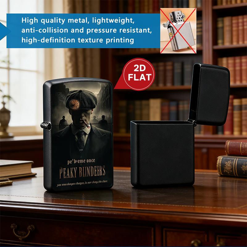 Vintage Peaky Blinders Tommy Shelby Cigarette Pack Case + Lighter Shell, Retro Birmingham Gang Print, Unique Gift for TV Series Fans