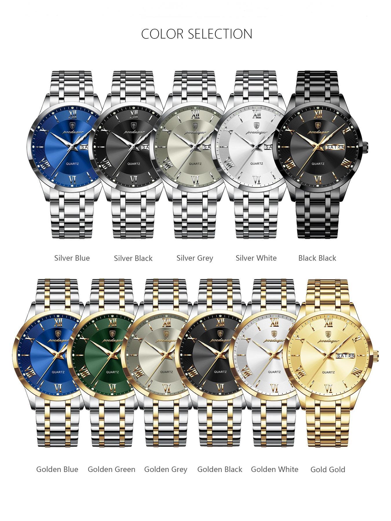 Men's Business Fashion Round Dial Analog Quartz Watch, Fashionable Stylish Watch, Fashion Watch for Party, Daily Clothing Decor, Trendy All-match & Exquisite Watch for Birthday Gift with Box