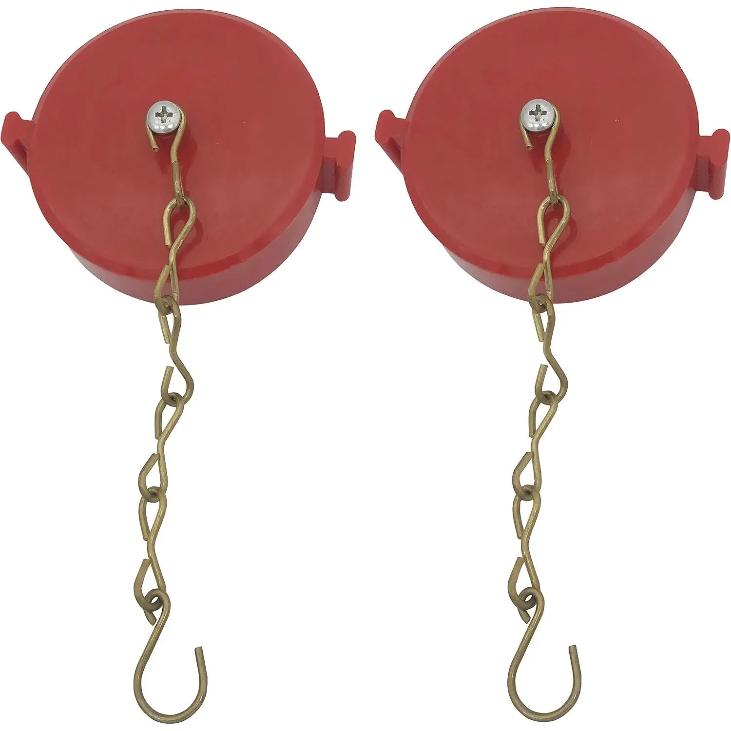 2-1/2" NH/NST FDC Caps with Chain for Standpipe | Red Plastic Fire Department Connection Cover & Fire Hose Connection, Anti- Dust Plug Sprinkler Caps, 2 Pack