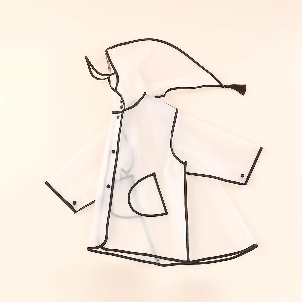 Children Waterproof Rain Poncho Raincoat, Kids Hooded Transparent Protective Cover Rainwear White