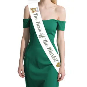 1Set Im Fresh off the Market Sash Dark Green Farmers Market Bridal Shower Decorations Floral Sash for Women Locally Grown Market Wedding Engagement Bachelorette Party Supplies