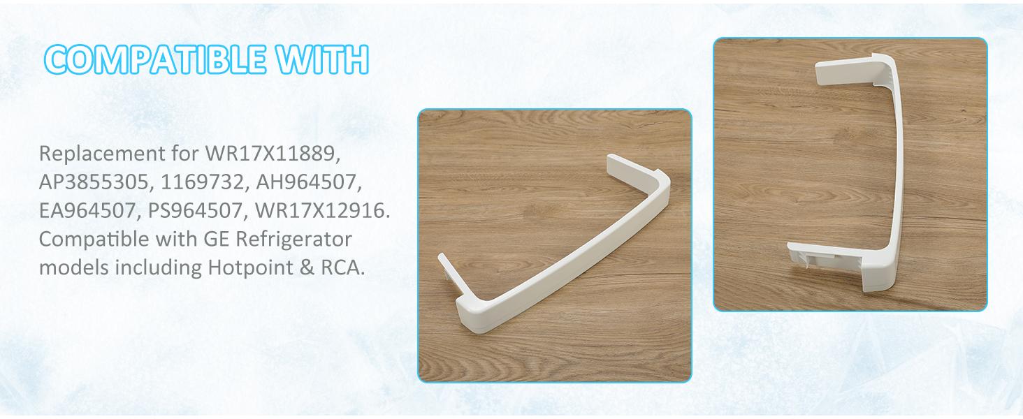HECASA WR17X11889 AP3855305 Refrigerator Door Retaining Fixed Shelf Bar for 1169732 AH964507 EA964507 PS964507 WR17X12916 Replacement only White