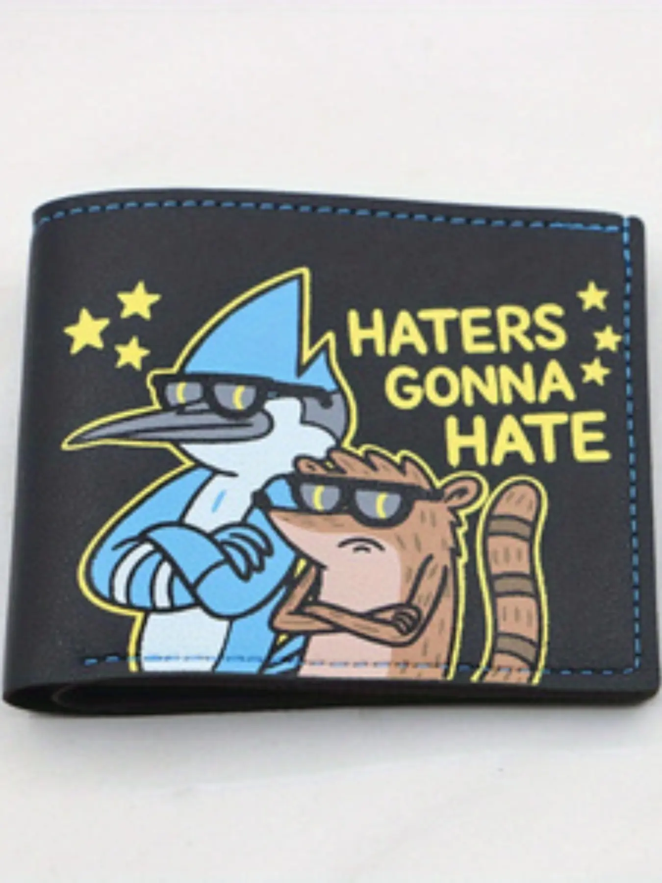 Regular Show Haters Gonna Hate Themed Bifold Wallet, Casual PU Material, All over Print, Suitable for All Seasons, Stylish Wallet Design