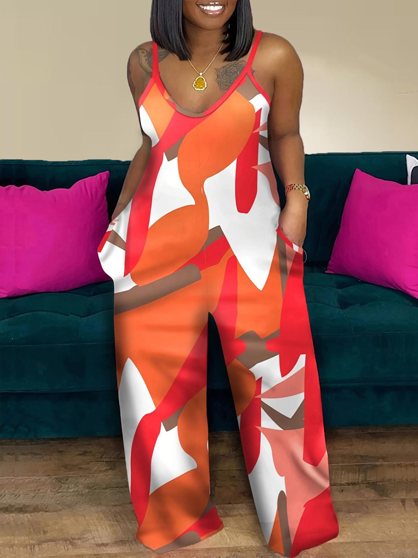 Women's Striped Print Cami Jumpsuit, Casual Sleeveless Overalls Jumpsuit for Summer, Fashion Women's Clothing for Daily Wear