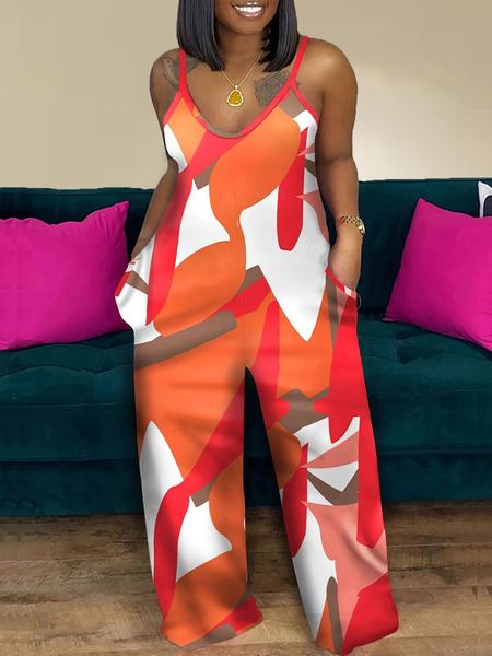 Women's Striped Print Cami Jumpsuit, Casual Sleeveless Overalls Jumpsuit for Summer, Fashion Women's Clothing for Daily Wear