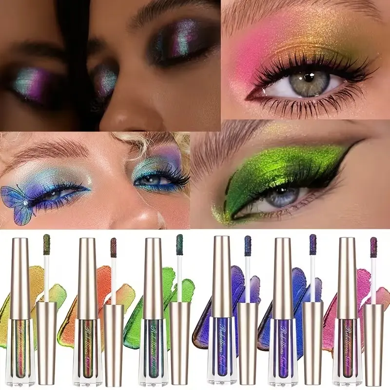 Rebellious Girl 6-Piece Chameleon Liquid Eyeshadow Set, Multicolor Shimmer, High Pigment, Creative Makeup for Various Occasions