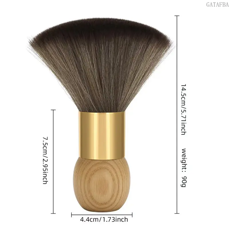 Wooden Hair Sweeping Brush for Barbershop, Soft Fiber Bristle Neck Duster, Salon Tool for Removing Loose Cut Hair