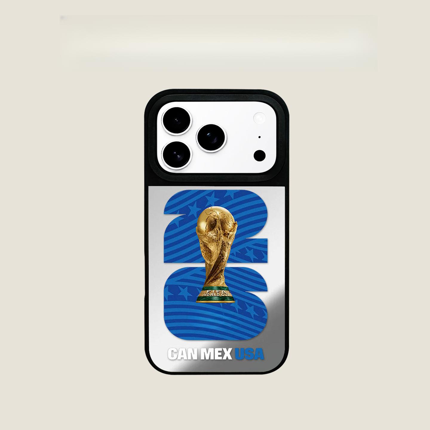World Cup-themed iPhone 17 Pro Max phone case, magnetic, for Apple 16/15/14, silver frame, soft case