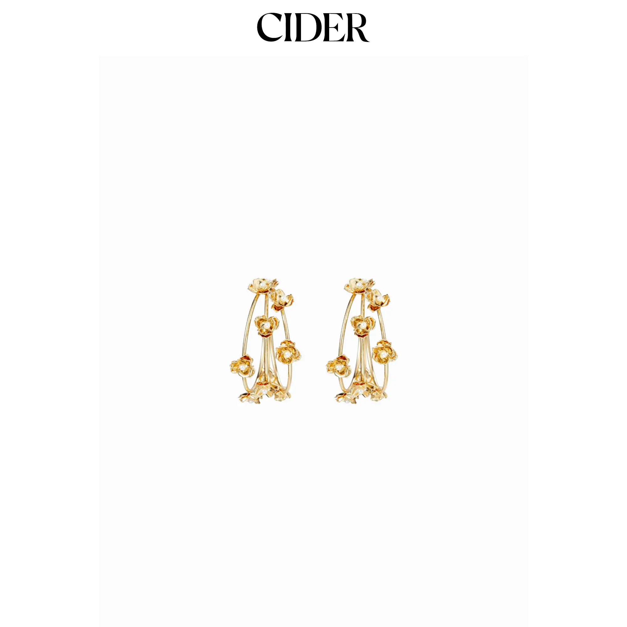 Cider FAUX PEARL FLOWER HOOP EARRINGS Cider FAUX PEARL FLOWER HOOP EARRINGS