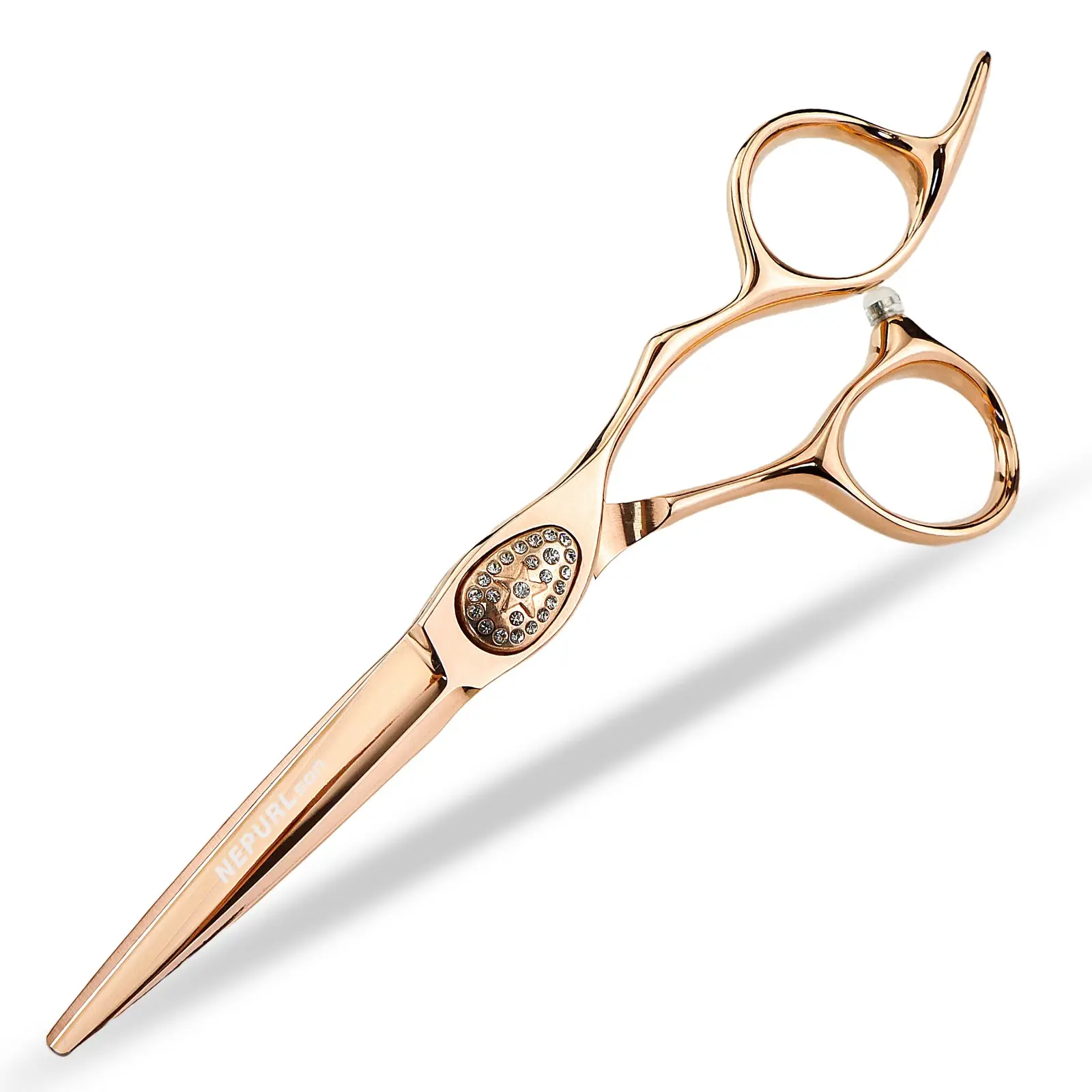 6.0 Inch Champagne Color Haircut Scissors, Hair Cutting Tool, 440C Stainless Steel, Ergonomic Right-Hand Design, Unisex Home Use, Trimming and Thinning Clippers