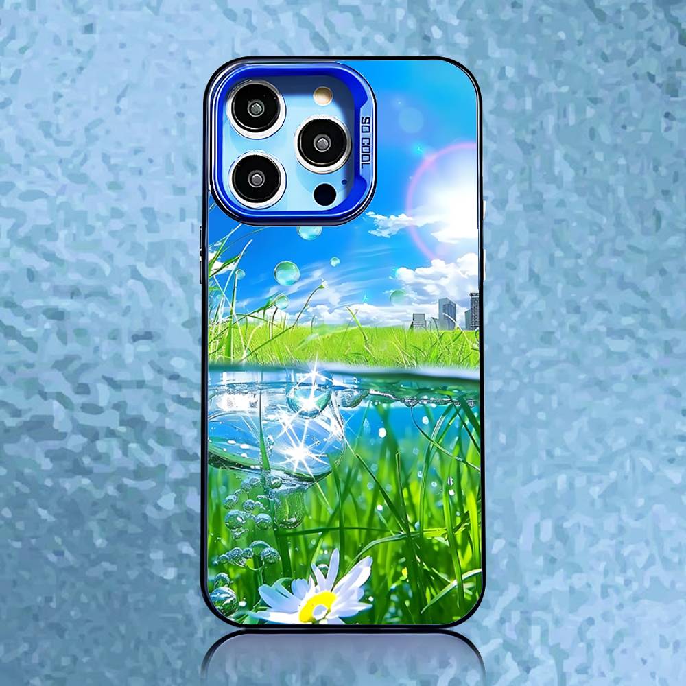 Frutiger Aero Phone Case For iPhone17, 16,15,14,13,12,11,Pro,XS,Max,Plus,Mini,SE Blue Candy Matte Shockproof Cover