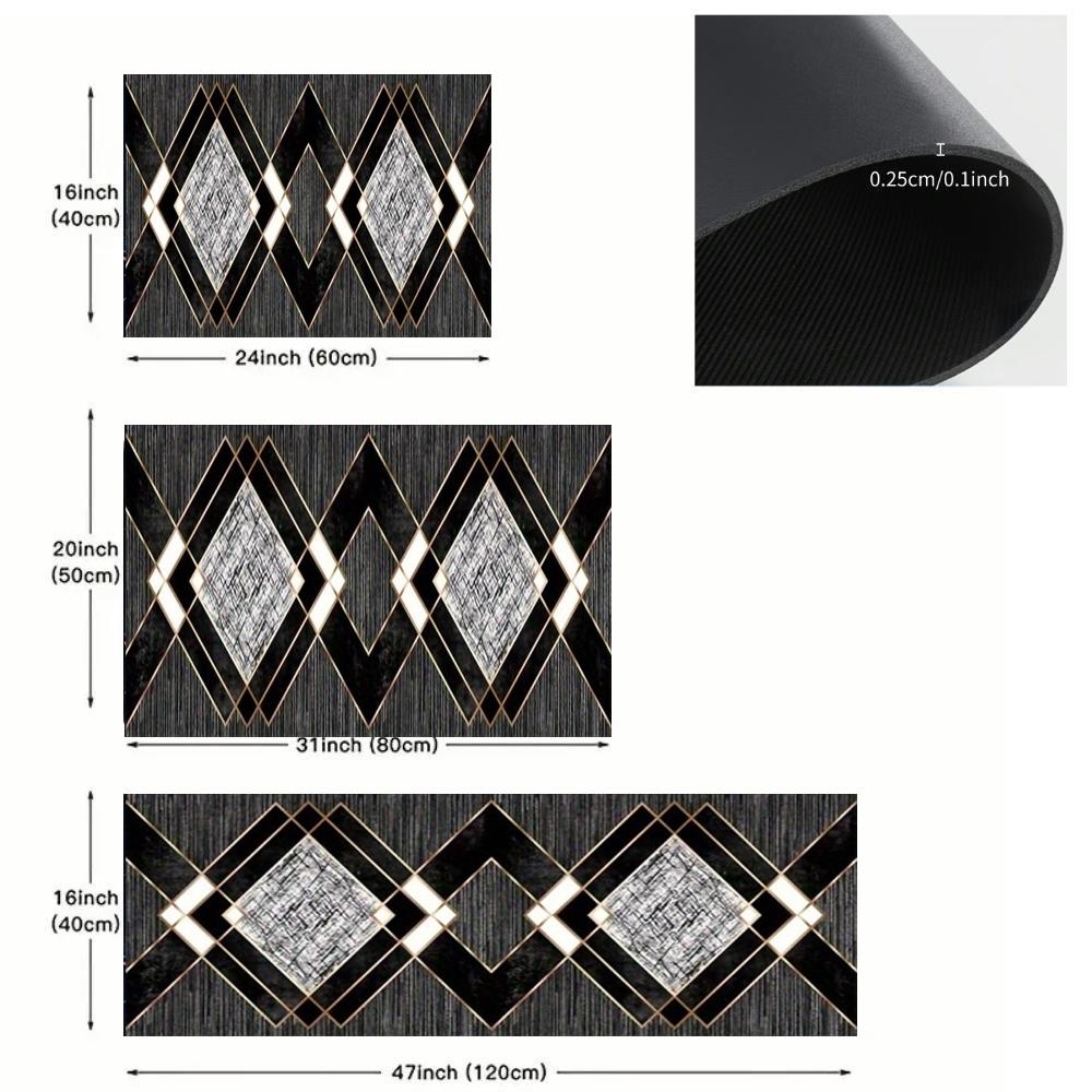 Geometric Pattern Kitchen Mat, 3 Counts/set Non-slip Kitchen Rug, Rectangle Home Decor Floor Mat, Decorative Carpet for Home Living Room Bedroom Kitchen, Non Slip Rugs