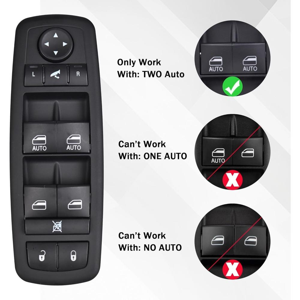 Driver Side Master Power Window Switch 9 Pins + 3Pins Compatible With 2012-2015,17-19 Dodge Grand Caravan,2013-2015 Ram 1500,2500,2015 Ram 3500,2012-2015 Town&Country Replaces# 68110867AB 68110867AA