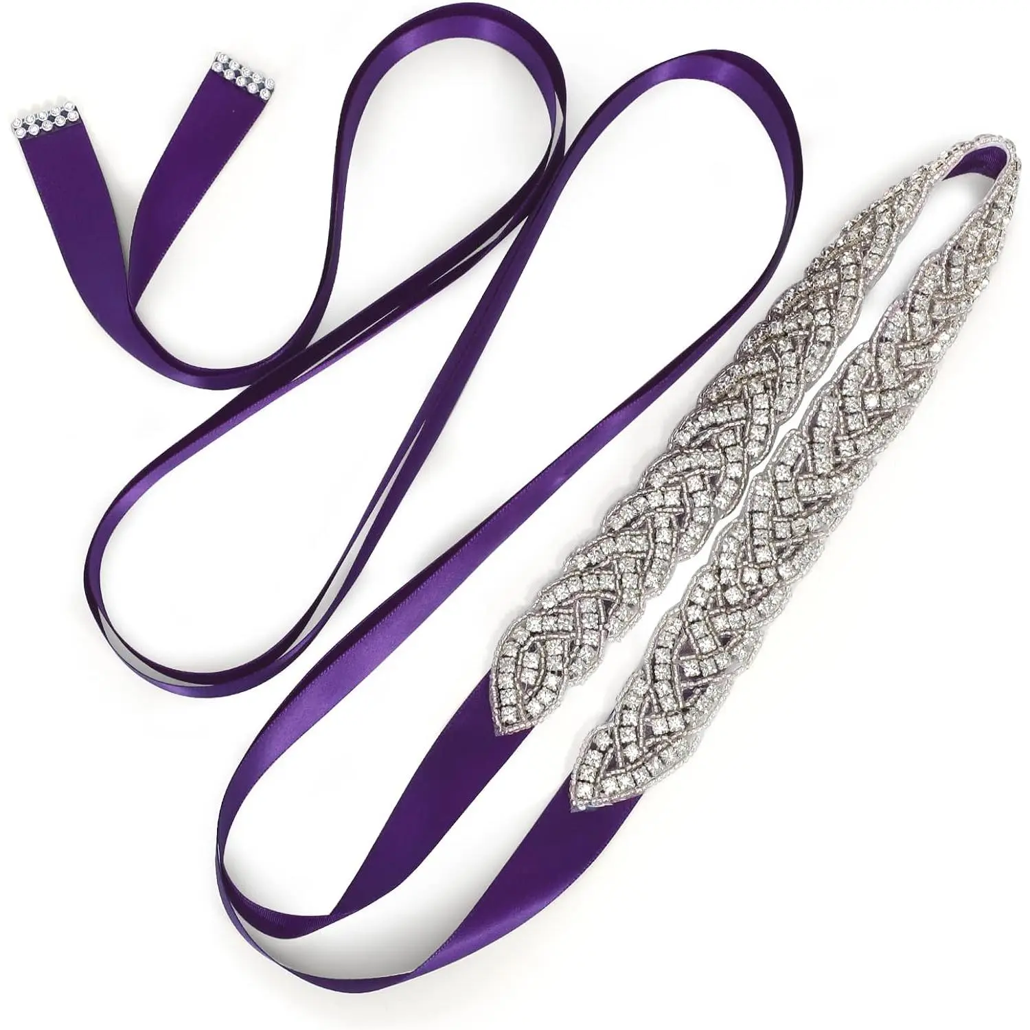 Bridal Belt   Rhinestone Braided Wedding Dress Sash Belt For Bridal Gowns