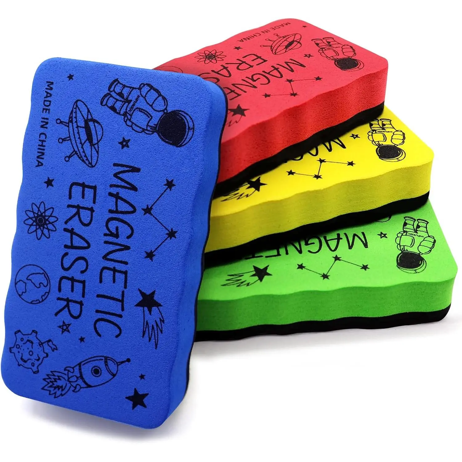Whiteboard Eraser, 4 Pack, 4 Colors